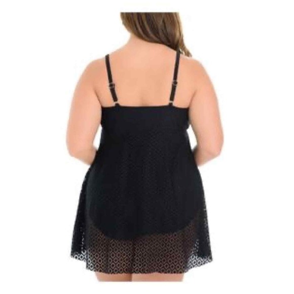 Swim Solutions Crochet Flyaway‎ Tummy Control Swimdress Size 22W Black $119 - Picture 3 of 13
